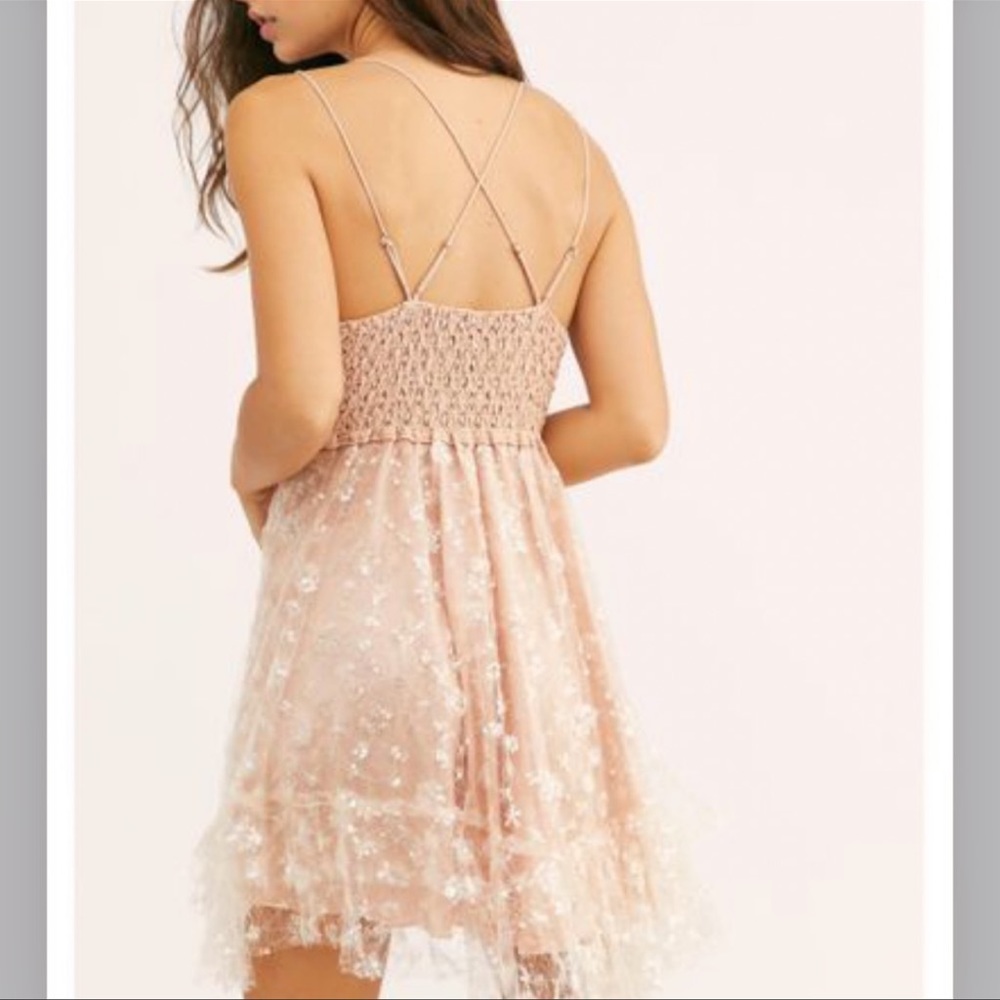 Free people adella sequin dress blush pink nwt L - Picture 2 of 5